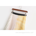 Womens Summer Customized Printed Pleated Midi Skirt